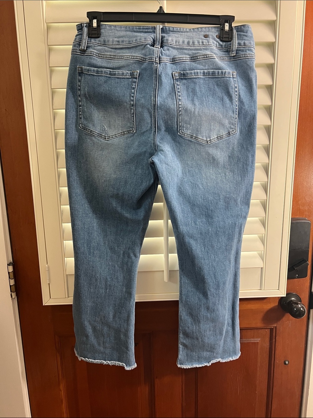 CAbi Light Blue High Low Cropped Jeans with Frayed Hem - Picture 3 of 3